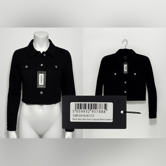 MF-237. Basic Raw Hem Cropped Denim Jacket - Picture 1 of 4